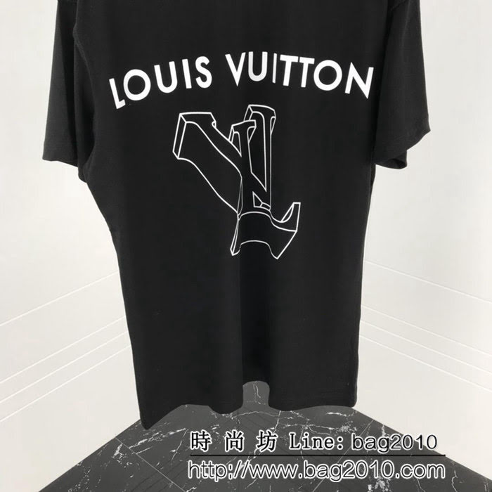 LV路易威登 19ss早春新款 幾何3D圖形LV圖案 純棉短袖 情侶款 ydi1767